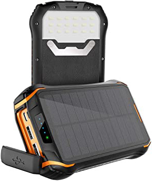 Cargador Solar con 26800mAh Power Bank Portátil, Soluser Batería Externa Impermeable 3 Carga Rápida Output Ports con Alta Eficiencia de Conversión para iPhone, Teléfono Android