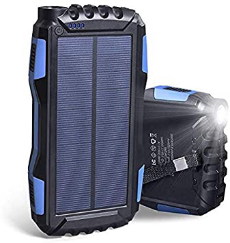 Soluser Cargador Solar Portátil con 25000mAh, Batería Externa Solar Batería de Emergencia Cargador Solar con 2 Puertos USB y Fuerte Antorcha LED para Smartphones Samsung iPhone y Tablet