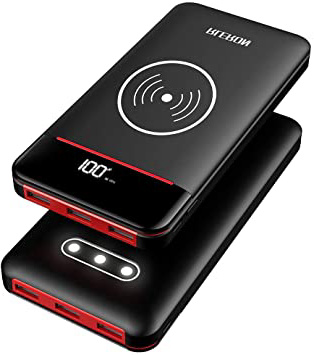 RLERON Powerbank 25000mAh Cargador Portátil Inalámbrico Batería Externa, Ultra Alta Capacidad Power Bank con 2 Entradas, 3 Puertos y 3 luces LED para Móvil Tablet y Más