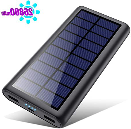 SWEYE Cargador Solar 26800mAh,【2020 Nueva Versión】Batería Externa Solar de Carga Rápida con 2 Puertos USB Powerbank con Tecnología de Detección Automática Para Smartphones, Tabletas y Dispositivos USB
