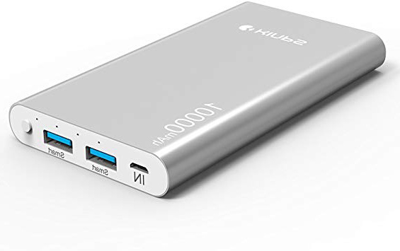 Power Bank, Kinps 10000mAh (Doble Puerto, Total 5V/3.5A) Batería Externa Portátil Carga Ultra Compacto con tecnología inteligente para iPhone 6/6s/6 plus/6s plus, iPad, dispositivos Android, Teléfonos móviles, Tablet (Plata)