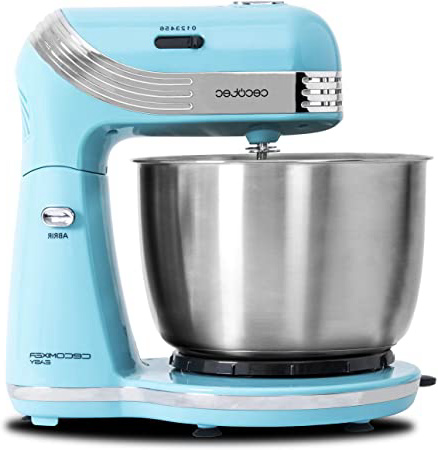 Cecotec Cecomixer Easy - Batidora Amasadora, Movimiento Orbital, Capacidad 3 L, Bol de Acero, 5 Funciones (Amasar, Batir, Mezclar, Montar, Emulsionar), 6 Velocidades, 250 W, Azul