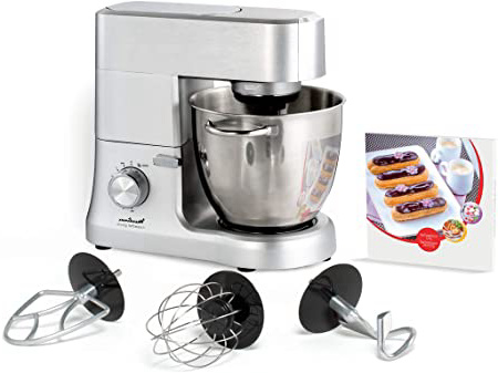 Moulinex Masterchef QA810D01 - Robot de cocina y repostería profesional 1500 W con kit de masas metálico, bol XL de 6,7 L, 4 posibilidades de accesoríos compatibles, de acero inoxidable