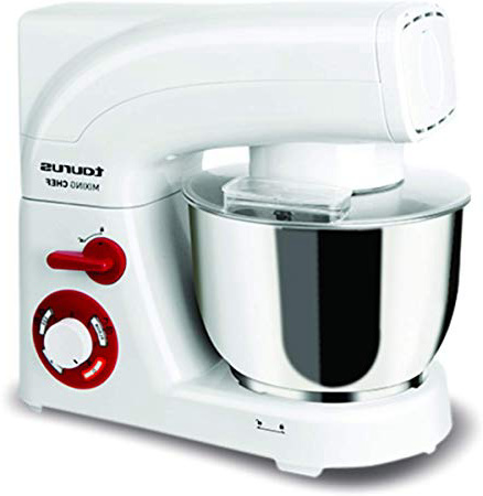 Taurus 913.516 Amasadora, 1200 W, Acero Inoxidable, 6 Velocidades, Color blanco