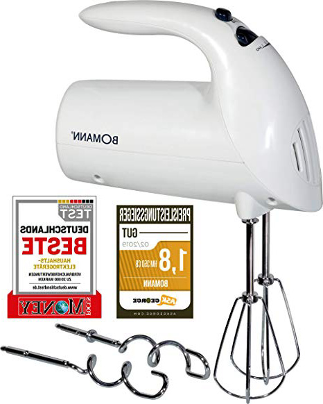 Bomann HM 350 CB Batidora de repostería, 5 velocidades, 250 W, 0 Decibelios, Plástico, Blanco