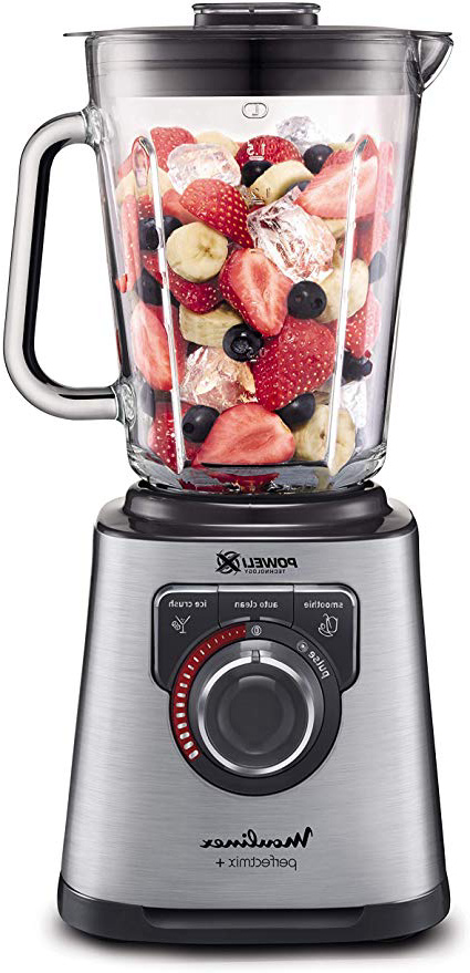 Moulinex Perfect Mix+ LM811D10 Batidora de vaso de 2 litros y 1200 W, vidrio acabados exteriores de acero inoxidable, selector de la velocidad retroiluminable, 3 programas, modo manual y autoclean
