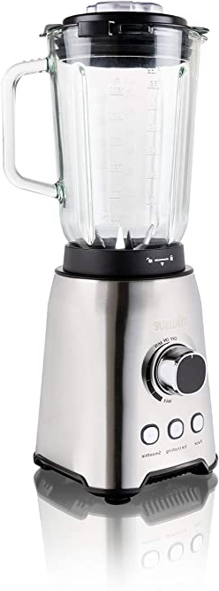 MyWave Capri- Batidora Americana de Vaso Semiprofesional De 1200 W, Jarra De 1,5L, Acabado En Acero Inoxidable, 3 Tipos De Funciones Distintas- Pulse, Triturar Hielo y Smoothie