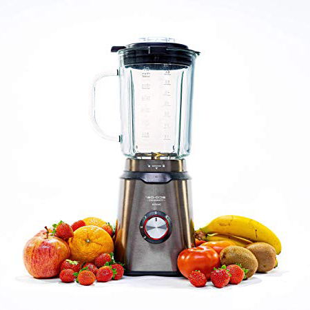 ECODE Batidora Americana De Vaso “Titanblade Evolution”, Jarra 1890 ml Thermosecur, Cuchillas 6 Hojas Titanio, Tapa Superior con Cierre, Vaso Medidor 40ml, Acero INOX, Chrome Bronce ECO-470