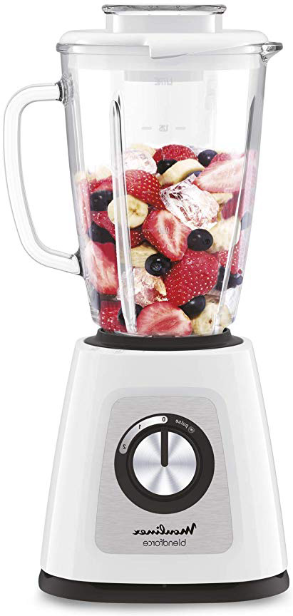Moulinex Blendforce Cristal LM430110 Batidora vaso de cristal 800 W, 4 cuchillas con función pica hielos, 3 velocidades, limpieza fácil y jarra de cristal termoresistente de 1.75 litros