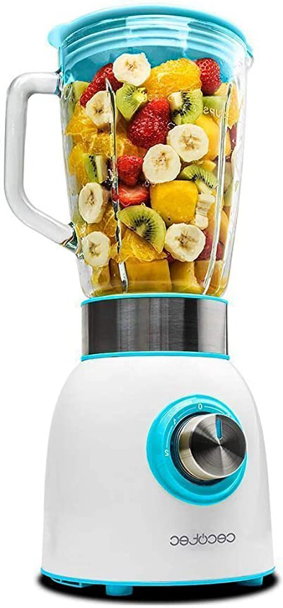 Cecotec Licuadora de Prensado en Frío Power Titanium 1000 Black. Capacidad 1,8l, 2 Velocidades + Turbo, Pica Hielo, Jarra de Cristal Fundido Termorresistente, Cuchillas de Titanio, Blanco, 1000W