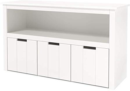 Homfa Armario Almacenaje Armario Madera para Juguetes Organizador para Juguetes con 3 Cajones 1 Estante Blanco 102x33x61.5cm