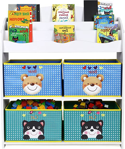 HOMFA Librería para guardar juguetes libros Estantería organizador 82.5 x 29.5 x 97.5 cm