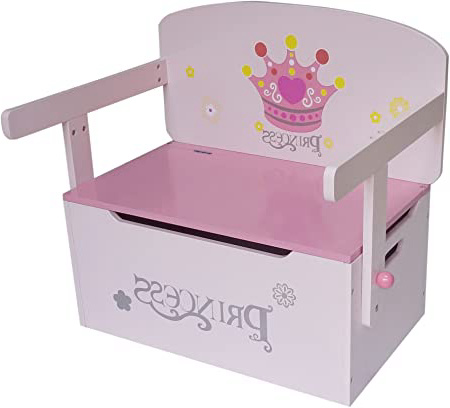 Kiddi Style Caja Almacenaje Juguetes + Banco y Mesa + Silla – Diseño Princesas - Convertible - Madera - para niños