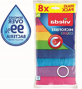 Vileda - Set de 8 bayetas Microfibras Colors, colores variados, 30 x 30 cm, 8 unidades