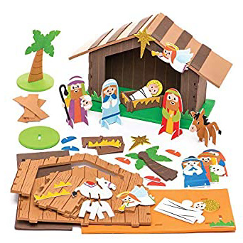 Baker Ross Kits de Espuma Natividad Estable, Suministros Creativos de Arte y Manualidades Navideños para que los Niños Hagan y Decoren, Paquete de 2