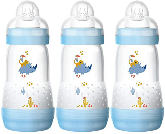 MAM - Biberón (autoesterilizante, anticólico, 260 ml, 3 unidades), multicolor, 2 Meses+