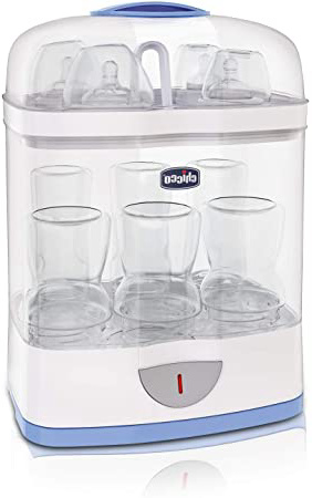 Chicco 00007392000000 Steril Natural 2en1 - Esterilizador eléctrico de hasta 6 biberones en 5 minutos, Blanco