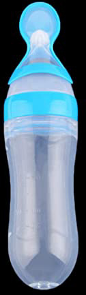 Zinniaya Sujetador de Silicona para bebés biberón con una Cuchara Alimentador de Cereal de arroz 90 ML Alimentador de Leche Fresca Herramientas de alimentación
