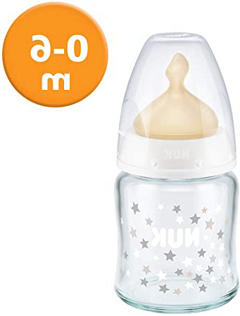 NUK Botella de vidrio First Choice de 120 ml (los colores pueden variar)