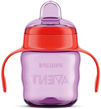 Philips Avent SCF551/03 - Vaso con boquilla de silicona para niña, válvula antigoteo, sin BPA, para bebe de 6 meses, 200 ml, color rosa
