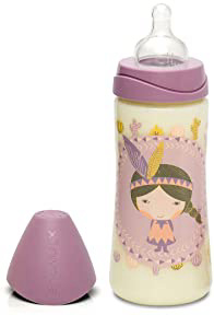 Suavinex 303134 - Biberón tetina papilla de silicona, 360 ml, indios, color lila