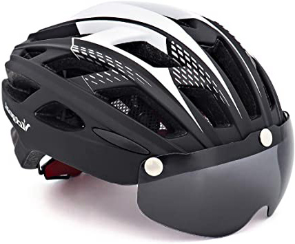 VICTGAOL Casco Bicicleta Helmet Bici Ciclismo para Adulto con Luz Trasera LED Visera Extraíble Hombres Mujeres Adultos de Bicicleta para Montar
