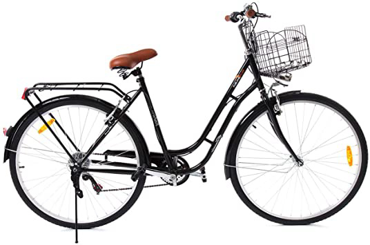 Paneltech 28 Pulgadas 7 Velocidad de Ciudad Bicicleta de Ciudad para Mujer Hombre Paseo Citybike Compras Commute para Bicicleta con luz Delantera y luz Trasera y Cesta