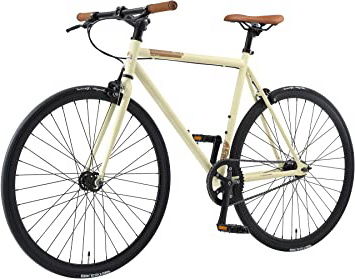 BIKESTAR Bicicleta de Paseo, Single Speed 700C Ruedas 28" | Bici de Carretera Cuadro 53 cm Retro Vintage Bici de Ciudad para Hombres y Mujeres