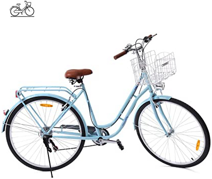 Paneltech 28 Pulgadas 7 Velocidad de Ciudad Bicicleta de Ciudad para Mujer Hombre Paseo Citybike Compras Commute para Bicicleta con luz Delantera y luz Trasera y Cesta