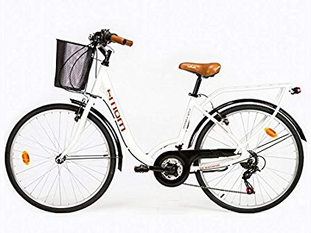Moma Bikes City Classic 26"- Bicicleta Paseo, Aluminio , Cambio Shimano TZ-50 18 vel., Blanco