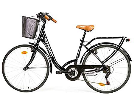 Moma Bikes City Classic 26"- Bicicleta Paseo, Aluminio , Cambio Shimano TZ-50 18 vel., Negro