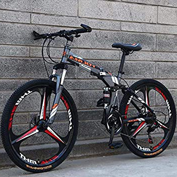 GASLIKE Bicicleta de montaña Plegable con Ruedas de 26 Pulgadas, suspensión Doble para Hombres y Mujeres, Marco de Acero de Alto Carbono, Freno de Disco de Acero
