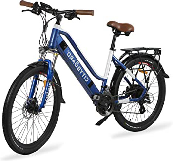 Cityboard E- City Bicicleta Eléctrica, Unisex Adulto, Azul/Blanco, 26 Pulgadas