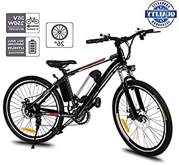 Hiriyt 26" Bicicleta eléctrica de montaña, 250W, Batería 36V E-Bike Sistema de Transmisión de 21 Velocidades con Linterna con Batería de Litio Desmontable con Tres Modos de Trabajo