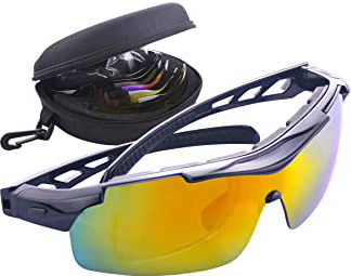 Gafas de Ciclismo Unisex Gafas de Sol de Deportivas Bici Polarizadas 5 Lentes Intercambiables para Hombre y Mujer Deporte Bicicleta Ciclismo Montaña MTB Conducir Pesca Ski Esquiar Golf Correr