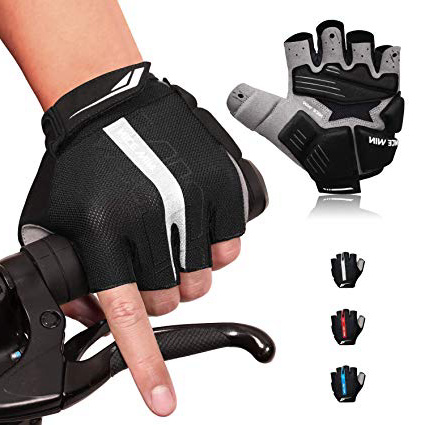 LOHOTEK Guantes de Bicicleta Acolchados SBR de 6 mm de Montaña para Hombres Mujeres Jóvenes Guantes MTB con Acolchado Amortiguador Malla Respirable para Deportes al Aire Libre de Ciclismo