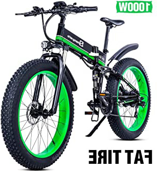 26 pulgadas neumático gordo Bicicleta eléctrica 1000W 48V Nieve E-bici Shimano 21 Velocidades Beach Cruiser Hombre Mujeres Montaña e-Bike Pedal Assist, batería de litio Frenos de disco hidráulicos