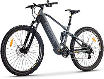Moma Bikes Bicicleta Eléctrica E-MTB 29" Full Suspension, Shimano 24vel, frenos hidráulicos, batería Litio 48V 13Ah (624Wh)
