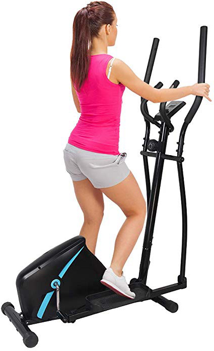 gridinlux. Bicicleta Elíptica Multifuncional. Doble Manillar Ergonómico, Pulsómetro, Pantalla LCD, Freno Magnético, Intensidad Regulable, 8 Niveles