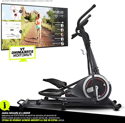 Sportstech CX640 Bicicleta elíptica - Marca de Calidad Alemana - Eventos en Directo & App Multijugador, 24 KG de Masa de Volante, 26 programas de Entrenamiento con HRC, Elíptica + Soporte de Tablet