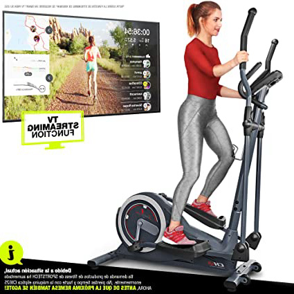 Sportstech CX625 Bicicleta elíptica - Marca de Calidad Alemana - Eventos en Directo & App Multijugador, 24 KG de Masa de Volante + 22 programas con HRC + Soporte para Tablet + Consola Multifuncional