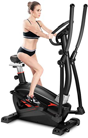 Fnova Bicicleta Elíptica de Fitness, 4 KG de Masa de Volante + 16 programas, Elíptica para Casa