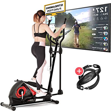 Sportstech CX608 Bicicleta Elíptica para Casa | Marca de Calidad Alemana | Video Eventos, App Multijugador & Consola Bluetooth | Elíptica con Cinturón de Pulso | Entrenamiento | Soporte para Tablet