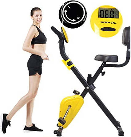 WuoooLi Bicicleta de Fitness Cubierta,Bicicleta Estática Plegable con Sistema de Resistencia Inteligente, Altura Ajustable,Ajustable Resistencia, para Gimnasio de Oficina en Casa
