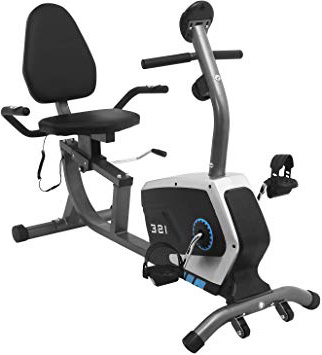 ISE Bicicleta Estática de Spinning Ejercicio Gimnasio con 8 Niveles de Resistencia, Sensor de Pulso, Bicicleta Elíptica de Fitness con Respaldo, Pantalla, Sillín Ajustable, Máx. 100kg, SY-68
