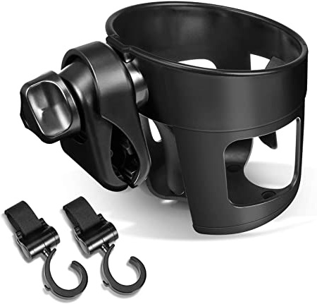 Yosemy Portavasos para Cochecito con 2 Gganchos Carro Bebe 360 Grados Ajustable Universal Portavasos Carrito para Cochecitos y Bicicletas