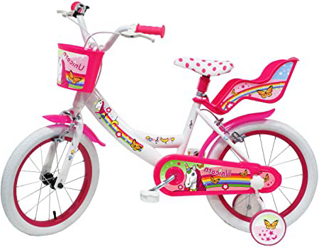 Denver - Bicicleta Infantil de 16 Pulgadas, diseño de Unicornio, Color Blanco y Rosa