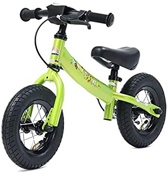 Bikestar Bicicleta de Equilibrio para niños de 2 años con neumáticos de Aire y Frenos | edición Deportiva de 10 Pulgadas | Verde Brillante