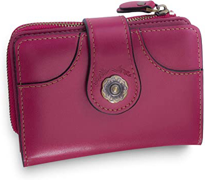 Cartera Mujer Cuero Auténtico Bloqueo