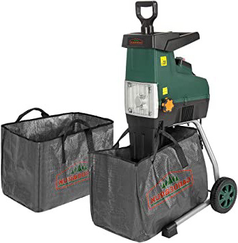 Deuba Trituradora silenciosa de 2800W con bolsa sistema de "empuje autómatico" protección peso17 kg madera ramas jardín